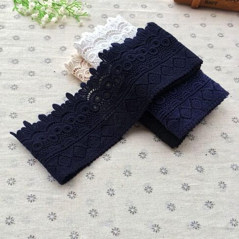 8CM Width Europe Rome Pattern Inelastic Embroidery Lace Trim,Curtain Tablecloth Slipcover Bridal DIY Clothing/Accessories.(4 Yards in one Package) (White) in Kuwait