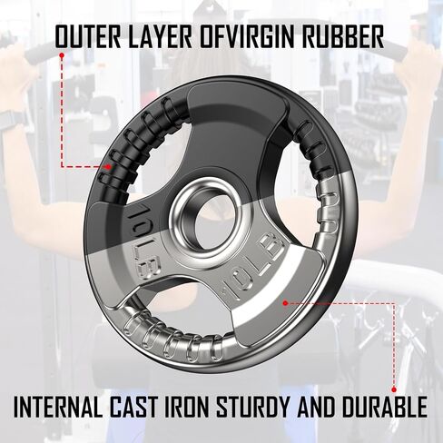 Olympic Rubber Grip Plates for Barbell, 2-Inch Weight Plates for Weight lifting and Strength Weights Training in Home & Gym in Saudi Arabia