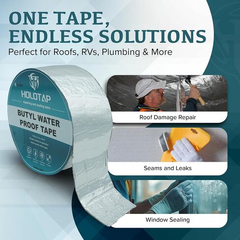 Holotap 1Pcs Waterproof Aluminum Butyl Tape (2in x 33ft), Rv Tape Sealant Waterproof,Waterproof Tape for leaks,Butyl Sealant Tape,Multi-Use Repair for RV, Roof, Leaks, Seals,and More in Kuwait