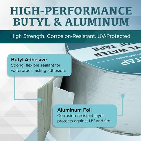 Holotap 1Pcs Waterproof Aluminum Butyl Tape (2in x 33ft), Rv Tape Sealant Waterproof,Waterproof Tape for leaks,Butyl Sealant Tape,Multi-Use Repair for RV, Roof, Leaks, Seals,and More in Kuwait