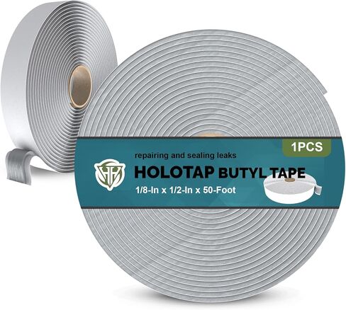 شريط Holotap Butyl - رمادي 1/8 بوصة × 1/2 بوصة × 40 قدم، شريط مانع للتسرب RV، شريط ختم المعجون، شريط مانع للتسرب بوتيل للنوافذ والسقف والسطح والزجاج الأمامي والمزيد in Saudi Arabia