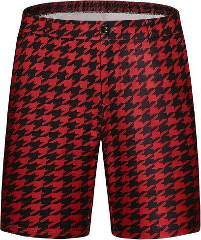 Lars Amadeus Houndstooth Shorts for Men's Flat Front Plaid Print Chino Shorts in Saudi Arabia