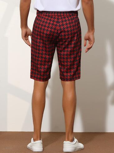 Lars Amadeus Houndstooth Shorts for Men's Flat Front Plaid Print Chino Shorts in Saudi Arabia
