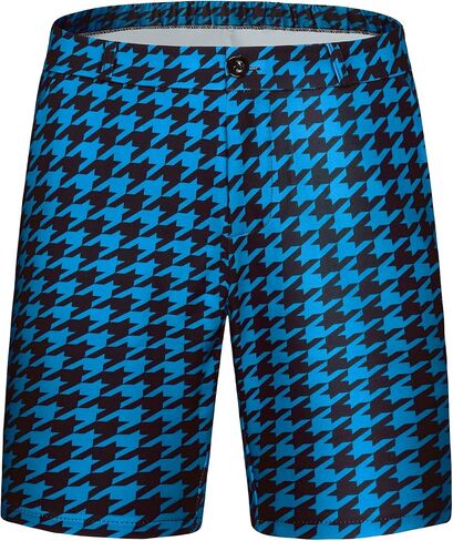 Lars Amadeus Houndstooth Shorts for Men's Flat Front Plaid Print Chino Shorts in Saudi Arabia