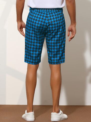 Lars Amadeus Houndstooth Shorts for Men's Flat Front Plaid Print Chino Shorts in Saudi Arabia