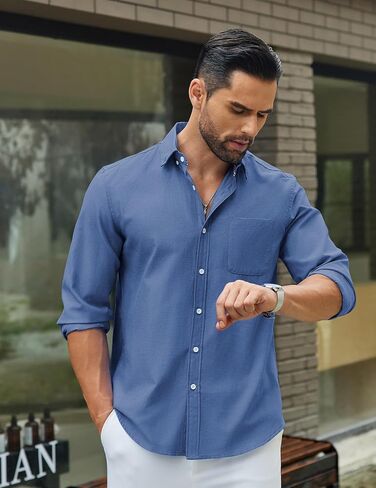 COOFANDY Mens Long Sleeve Button Down Shirt Casual Untucked Shirts for Men Oxford Dress Shirts in Saudi Arabia