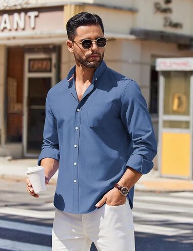 COOFANDY Mens Long Sleeve Button Down Shirt Casual Untucked Shirts for Men Oxford Dress Shirts in Saudi Arabia