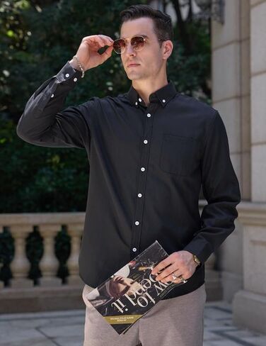 COOFANDY Mens Long Sleeve Button Down Shirt Casual Untucked Shirts for Men Oxford Dress Shirts in Saudi Arabia