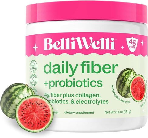 Daily Fiber Supplement Powder with Collagen, Probiotics & Electrolytes | Supports Digestive Health, Gut Balance & Debloating | Watermelon | 16 Servings in Kuwait