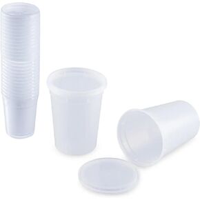 Disposable 32 oz Soup Containers with Lids, 24 Pack, Take Away Round Food Container, Bowls Soup Dessert Cup, BPA-Free, Leakproof, Microwave and Freezer Safe, White
