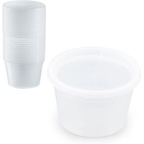 24 Pack Disposable 16 oz Soup Containers with Lids, Take Away Round Food Container, Bowls Soup Dessert Cup, BPA-Free, Leakproof, Microwave and Freezer Safe, White