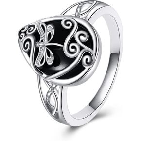 ONEFINITY Celtic Filigree Rings Sterling Silver Black Onyx Ring Black Onyx Jewelry Gifts For Women Men