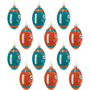 FOCO Miami Dolphins NFL 12 Pack Football Ornament Set