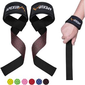 APEXUP Lifting Straps with Padded Neoprene, Anti Slip Silicone and Premium Cotton Lifting Wrist Straps for Weightlifting, Gym, Bodybuilding, Powerlifting, Strength Training, Deadlifts