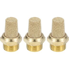 PATIKIL 1/4 Inch G Sintered Bronze Exhaust Muffler, 3Pcs Brass Pneumatic Muffler