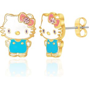 Sanrio Womens Hello Kitty and Friends Pompompurin Stud Earrings - Silver Plated and Enamel Purin Earrings Official License
