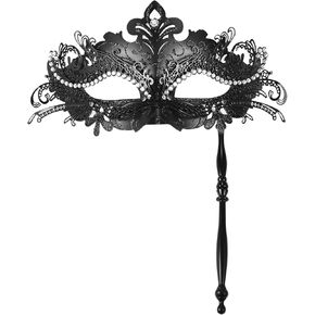 OIDEA Women's Masquerade Mask with Stick: Rhinestones Deecorations Mardi Gras Venetian Mask Carnival Party Costume Ball Mask