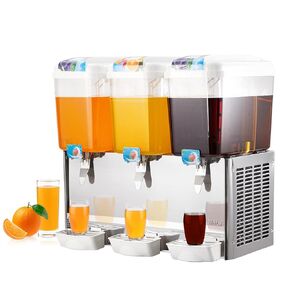 54L Commercial Beverage Dispenser, 3 Tanks 14.25 Gallon Commercial Juice Dispenser, 18 Liter Per Tank, Garvee 380W Stainless Steel Food Grade Ice Tea Drink Dispenser with Thermostat Controlle