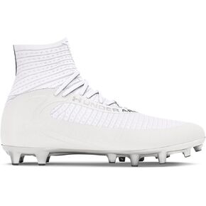 Under Armour Mens Highlight 2 MC Knit Football Cleats - High-Rebound SuperFoam Insole 8 White-Metallic Silver