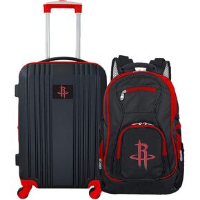 مجموعة حقائب السفر دينكو هيوستن روكتس المكونة من قطعتين، تتضمن حقيبة صلبة دوارة ذات لونين مقاس 21 بوصة وحقيبة ظهر للكمبيوتر المحمول مقاس 19 بوصة in Kuwait