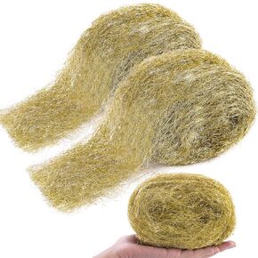 2 Pcs Brass Wool 3.5 Ounce Brass Wool Pads Soft and Reusable Brass Wool Skein to Polish, Smooth, Stand Strip Wood and Metal Surface Oxide
