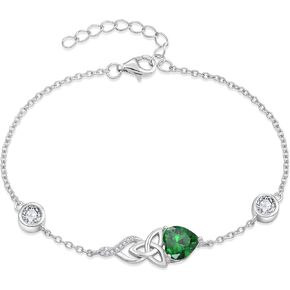 Infinity Celtic Knot Bracelet 925 Sterling Silver Birthstone Bracelet Irish Jewelry Gifts for Women