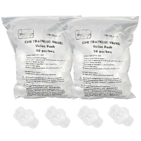 100 Pack - Practice CPR Training Valves - Fits All Adult Child and Infant Training Rescue Masks – Individually Wrapped Valve