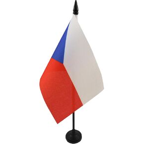 AZ FLAG Czech Republic Table Flag 4'' x 6'' - Czech Desk Flag 15 x 10 cm - Black Plastic Stick and Base