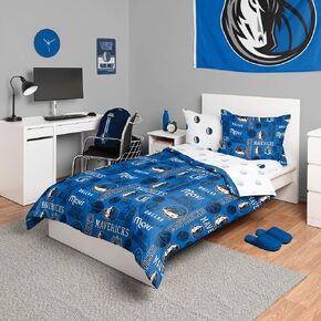 FOCO Dallas Mavericks NBA Team Color Bed in a Bag Comforter Bedding 5 Piece Set - Twin