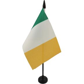 AZ FLAG Ireland Table Flag 4'' x 6'' - Irish Desk Flag 15 x 10 cm - Black Plastic Stick and Base