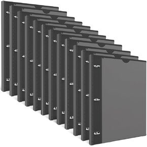 Telescoping 3 Ring Binder -1PCS-Black，Flexible Round Binder with Customizable Front Cover and Clear Catalog Pocket, Holds 8.5x11 inch Paper