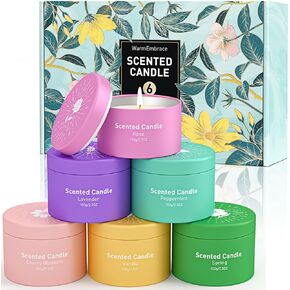 WarmEmbrace Scented Candles, Candle Set of 6 Packs, Candles for Home Scented, Christmas Scented Candles for Women and Men, Lavender Candle, Over 96+ Hours of Burn Time, Holiday Candles Present