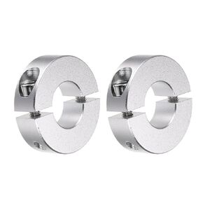 2Pcs Double Split Shaft Collar - [18mm Bore x 40mm OD x 12mm Width] Clamping Style Shaft Collar for CNC Machine Tools, Hold Timing Pulleys Use, 6061 Aluminum Alloy, Silver Tone