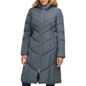 Cole Haan Women's Long Taffeta Down with Chevron Quilt Pattern