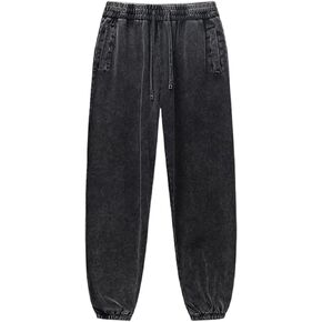 Arssm Mens Acid Wash Athletic Sweatpants Elastic Waist Joggers Drawstring Jogger Pants Workout Long Pants