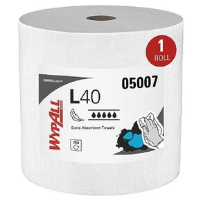 WypAll Power Clean L40 Extra Absorbent Towels (05007), Limited Use Towels, White, 1 Jumbo Roll per Case, 750 Sheets per Roll