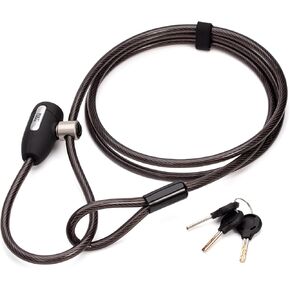 Bike Cable Lock,8ft Adjustable Steel Cable Lock,Cable Dia.10mm Portable Coiling Steel Loop Cable Lock with 3 Keys for Outdoor Equipment, Bicycles, Scooters, Fence, Gate (Black)