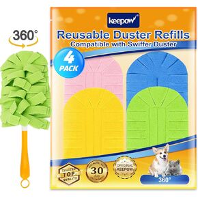 KEEPOW Reusable Duster Refill Compatible with Swiffer Hand Duster, Heavy Duty Duster Refills, 360 Degree Dusters Refills for Cleaning, Ceiling Fan, 4 Pack (Handle is Not Included) in Kuwait