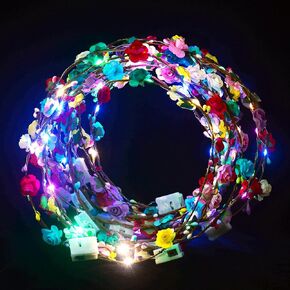 30 Pcs LED Flower Crown Headband,led Headbands,Light Up Flower Headbands for Women,Garlands Glowing Floral Wreath Crowns for Weddings,Halloween,Birthdays,Role-Playing,Beach Parties，Christmas