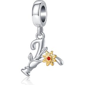 Initial Letter Sunflower Bead A-Z Alphabet Crystal Personalized Birthday Dangle Charm Fit European Charms Bracelet