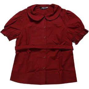 Allegra K Women's Vintage Peter Pan Collar Tie Neck Casual Cute Cotton Button-Up Shirt