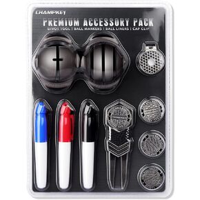 CHAMPKEY Professional Golf Ball Markers with Divot Tool and Cap Clip - 10 in1Premium Golf Accessories Pack - Ideal for Training and Repair