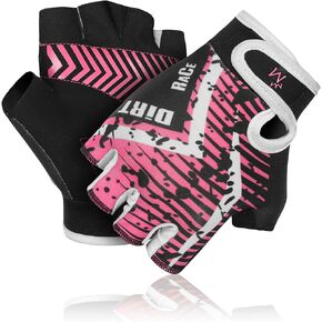 Cycling Gloves for Kids Half Finger Gloves for Children Bicycle Outdoor, Gym Gloves for Junior Toddler Boys Girls for Riding Biking Sports Gloves are Non-Slip, Colors in Blue Pink Green Red Yellow, Youth Age 2-10