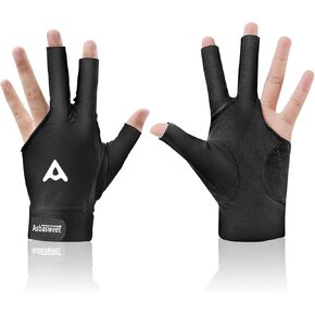 Pool Gloves, Billiard Gloves Elastic Lycra 3-Finger Billiard Gloves Breathable Snooker Cue Sport Gloves, Pool Glove with Durable Silicone - Great Pool Glove for Men Women Shooters