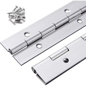 2 Pack Heavy Duty Piano Hinge 30 Inch x 1.5 Inch, 0.060'' Thick Stainless Steel Piano Hinge with Holes, 30" Continuous Hinges for Cabinet Doors DIY Wood Boxes Furniture Industrial Project