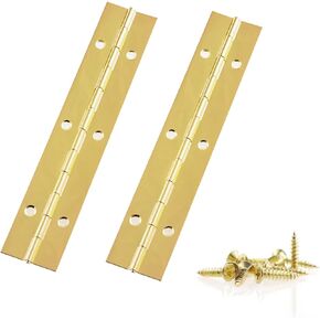 2PCS Golden Piano Hinges Stainless Steel Heavy Duty Piano Hinges Cabinet Door Wrap with Installation Screws Table Chair Wooden Box Cabinet Long Hinge for Wooden Furniture Tool