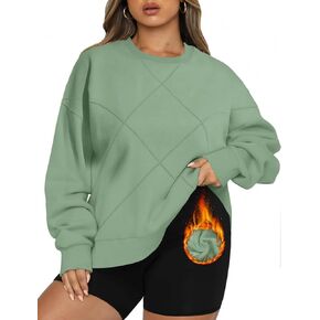 FOREYOND Plus Size Sweatshirts for Women Crew Neck Long Sleeve Pullover Oversized Sweaters Casual Fleece Sweatshirts
