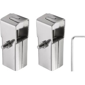 uxcell 2Pcs Square Structural Pipe Connectors 2 Way End Rails Clamp with Wrench Stainless Steel Corner Pipe Fittings for DIY Shelf Garden Support 1" Fit Pipe Dia, Silvery