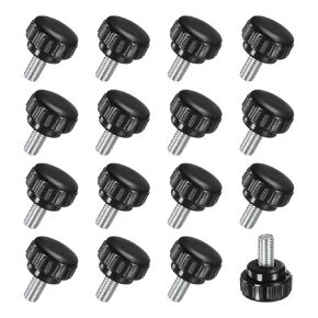 16-Pack Knurled Clamping Knobs, M8x35mm Male Thread Knurled Thumbscrew, Carbon Steel Screw on Knobs Grips for Machinery/Electronic/Furniture, Mounting Handle Bolts [Black]