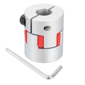 uxcell D25 L30 8mm to 10mm Flexible Plum Shaft Coupling Aluminum Motor Connector Flexible Spider Coupler for 3D Printer CNC Machine and Servo Stepper Motor (Silver Tone/Red)